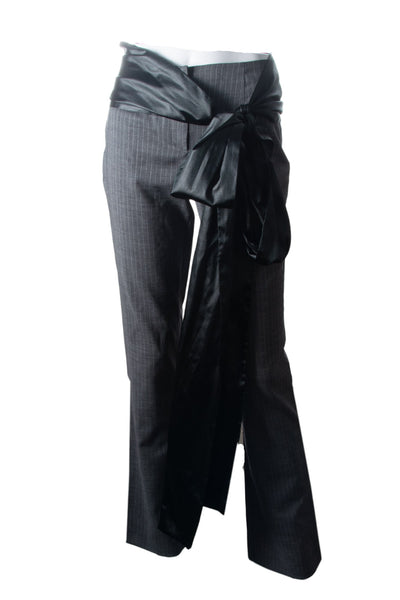 Pinstripe Pants with Oversized Bow