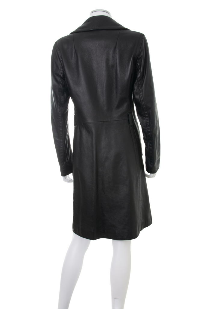 Dolce and Gabbana Black Leather Trench Coat - irvrsbl