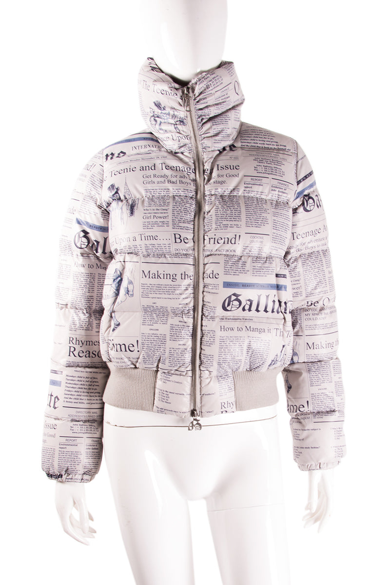 John Galliano Newspaper Print Puffer Jacket | irvrsbl