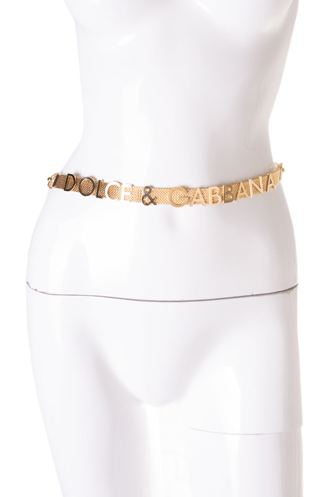 Dolce and Gabbana Gold Lettering Belt - irvrsbl