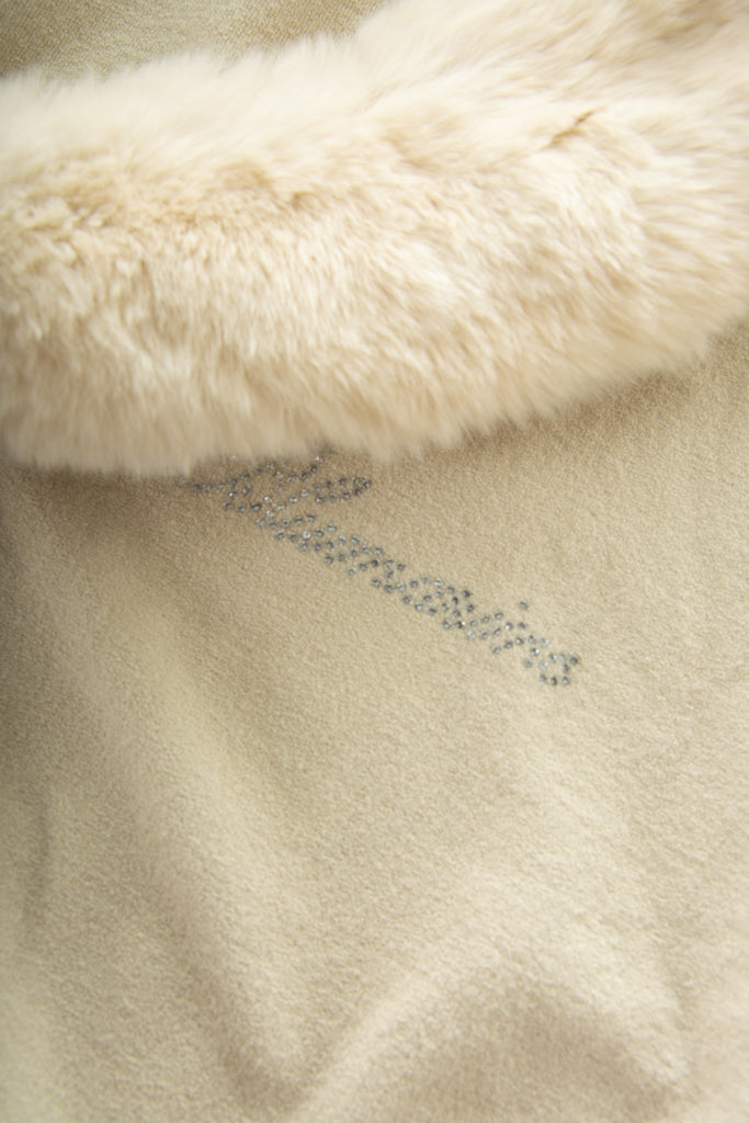 Blumarine Fur Collar Cardigan with Crystal Logo - irvrsbl