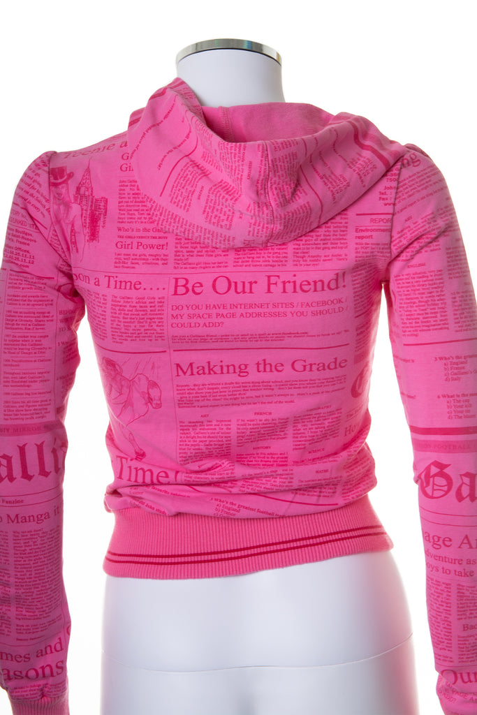 John Galliano Gazette Print Hoodie in Pink - irvrsbl