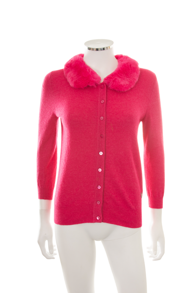 Blumarine Pink Fur Collar Cardigan - irvrsbl