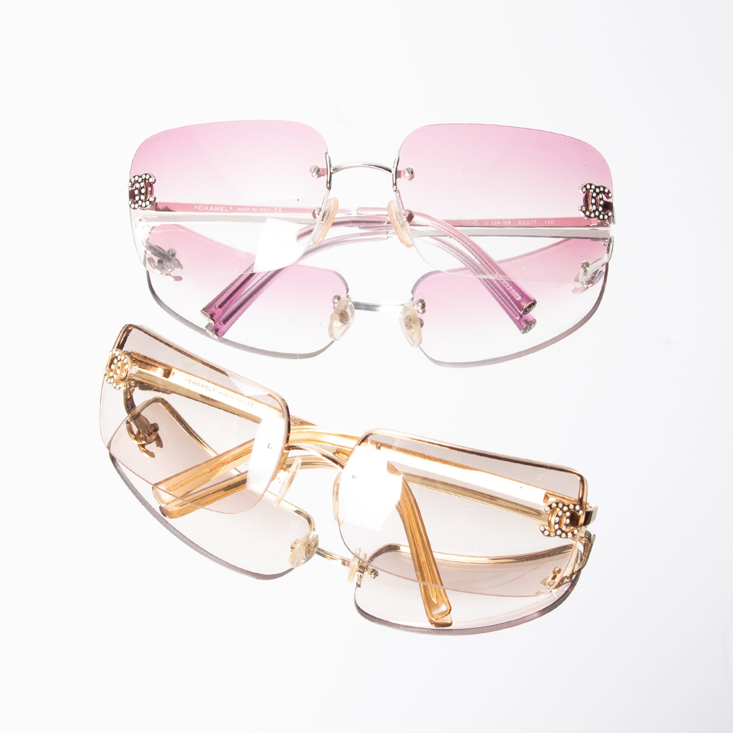 chanel 4051 sunglasses rhinestone bezel brille y2k rimless shades
