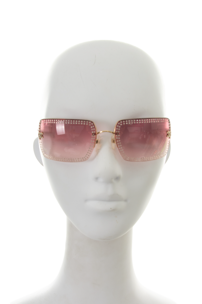 Chanel CC Pink Rhinestone Sunglasses - irvrsbl