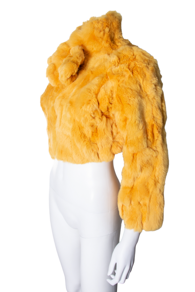 Blumarine Cropped Yellow Fur Coat - irvrsbl