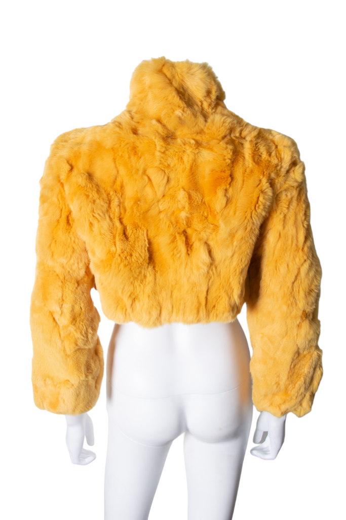 Blumarine Cropped Yellow Fur Coat - irvrsbl