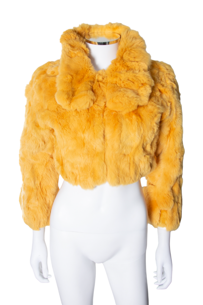 Blumarine Cropped Yellow Fur Coat - irvrsbl