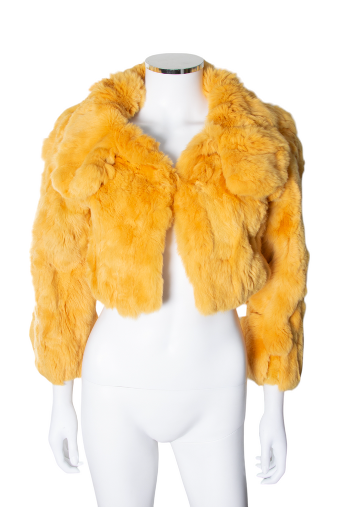 Blumarine Cropped Yellow Fur Coat - irvrsbl