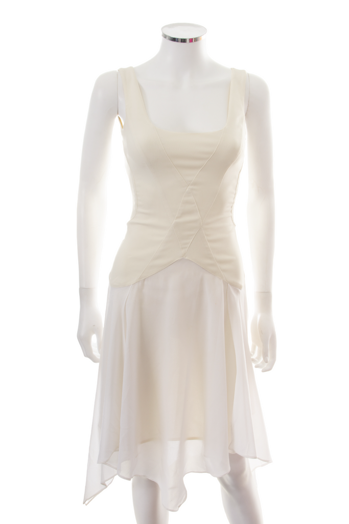 VersaceWhite Dress with Sheer Skirt- irvrsbl
