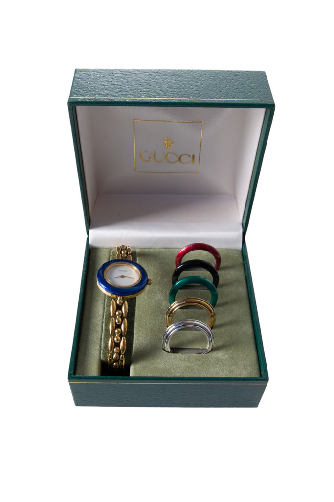 Gucci Gold Chain Link Interchangeable Bezel Watch - irvrsbl