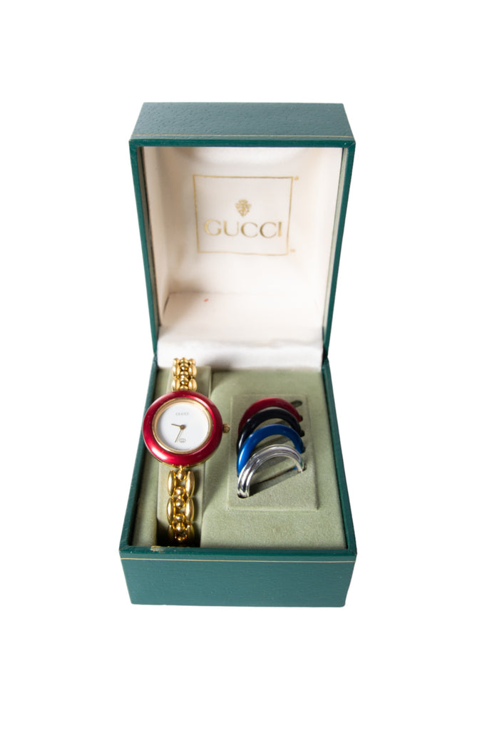 Gucci Gold Chain Link Interchangeable Bezel Watch - irvrsbl