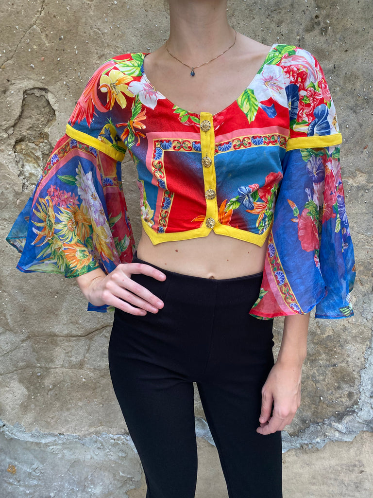 Versace Angel Sleeve Floral Top - irvrsbl
