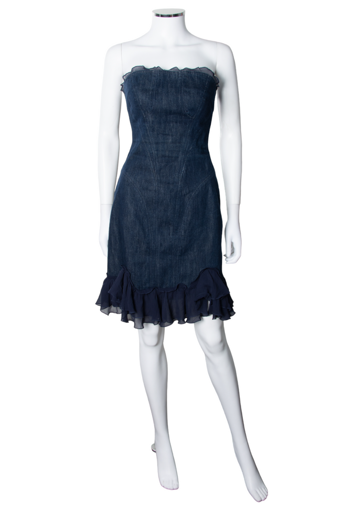 Versace Denim Ruffle Dress - irvrsbl