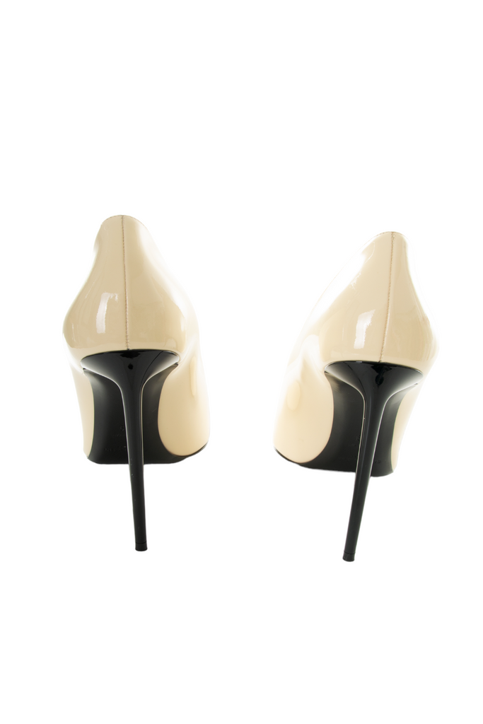 Yves Saint Laurent Patent White Stiletto Pumps - irvrsbl