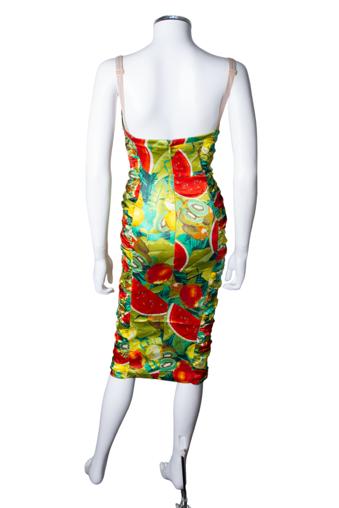 Dolce and Gabbana Tutti Frutti Ruched Bustier Dress - irvrsbl