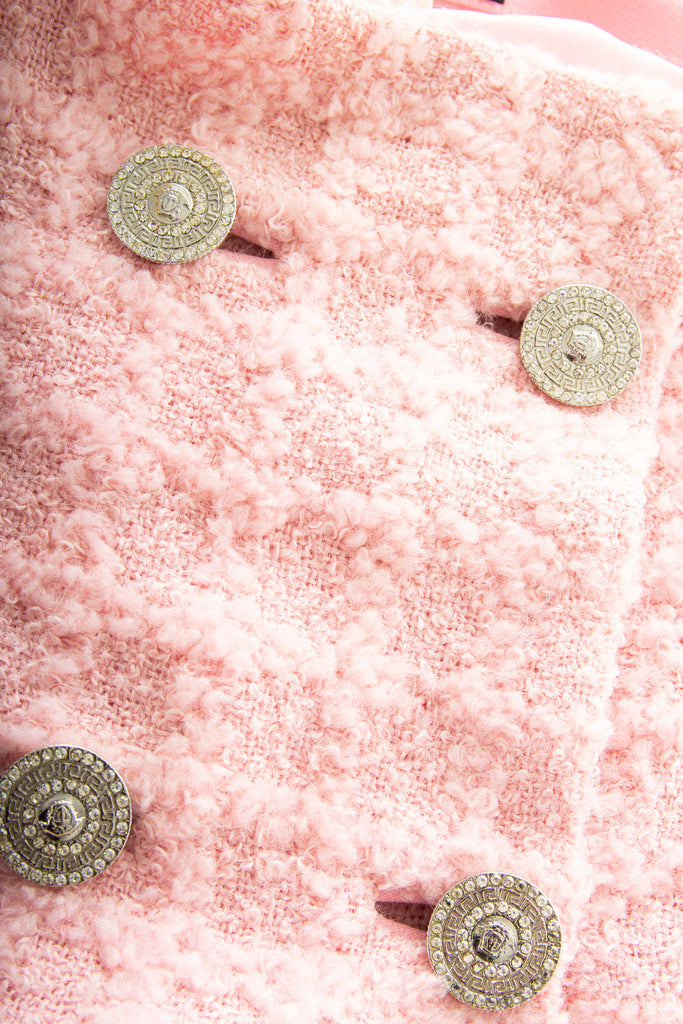 Versace Boucle Medusa Button Skirt in Pink - irvrsbl