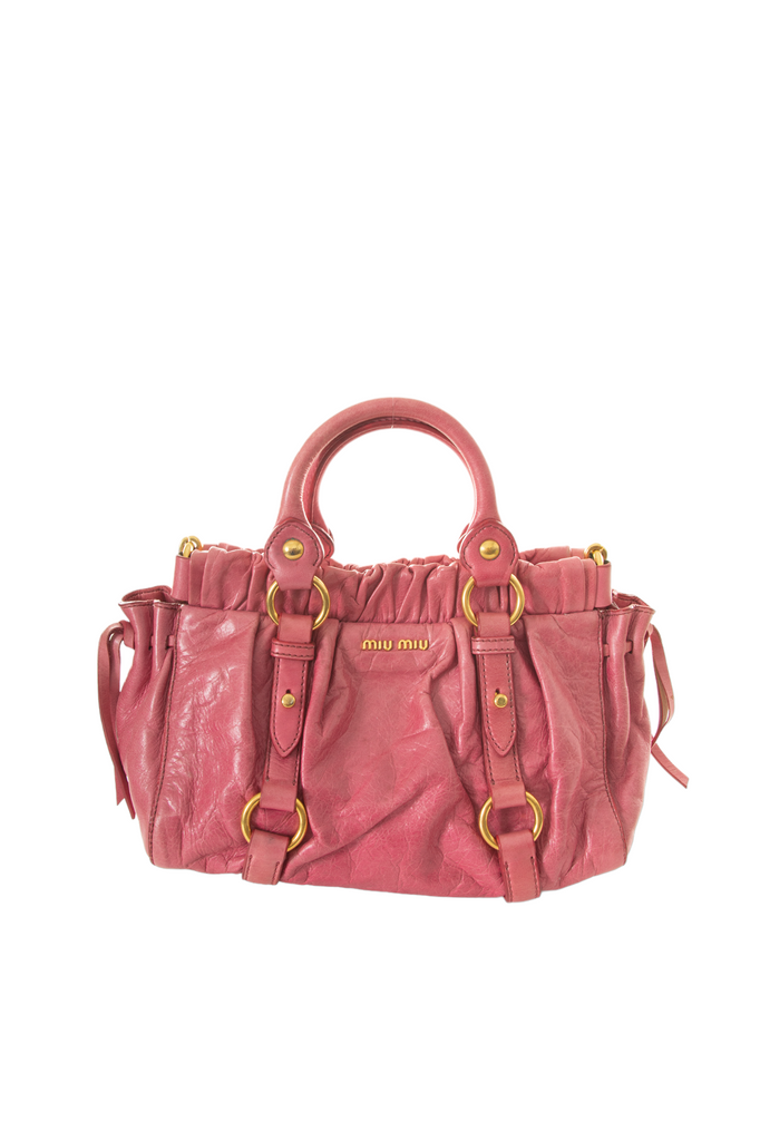 Miu Miu Pink Leather Ruched Bag - irvrsbl