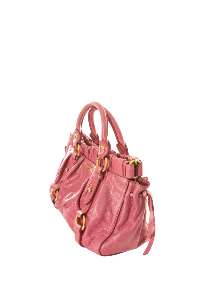 Miu Miu Pink Leather Ruched Bag - irvrsbl