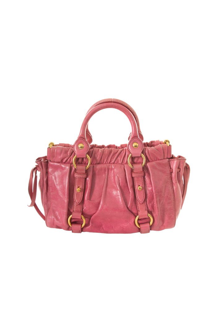 Miu Miu Pink Leather Ruched Bag - irvrsbl