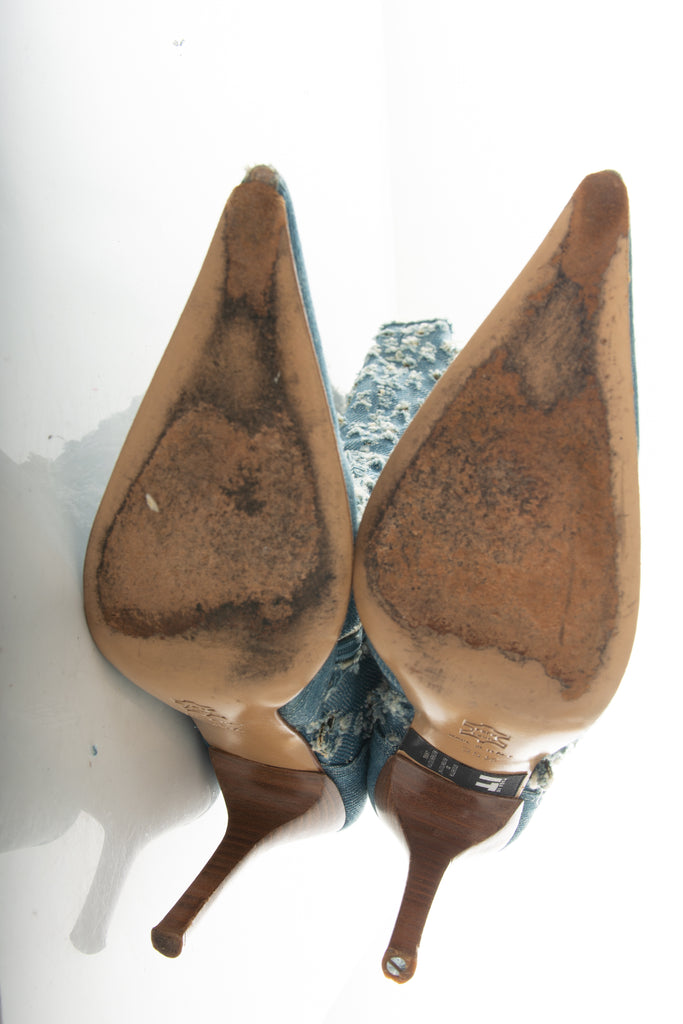 Versace Distressed Denim Boots - irvrsbl