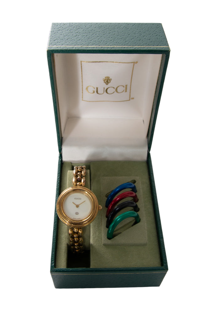 Gucci Gold Chain Link Interchangeable Bezel Watch - irvrsbl