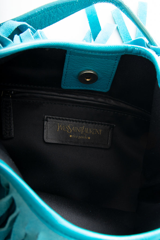 Yves Saint Laurent Suede Fringe Bag in Blue - irvrsbl