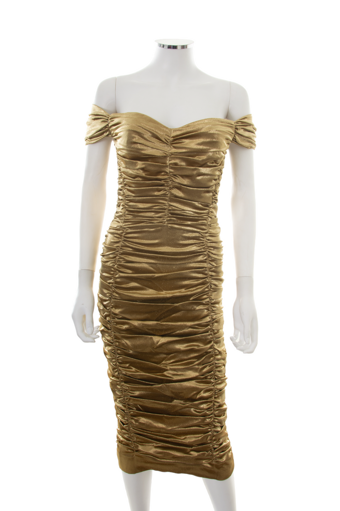 Dolce and Gabbana Gold Ruched Dress - irvrsbl