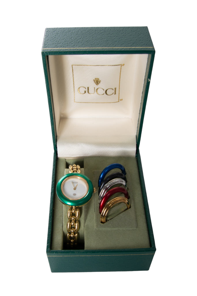 Gucci Gold Chain Link Interchangeable Bezel Watch - irvrsbl