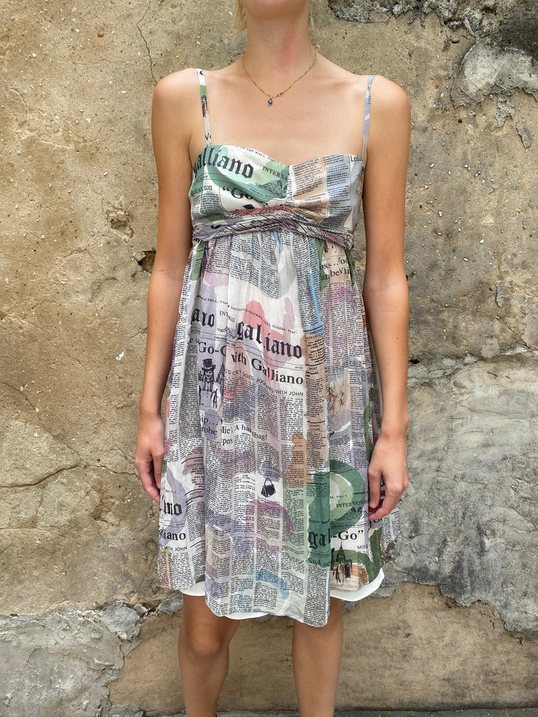John Galliano Newspaper Print Dress - irvrsbl