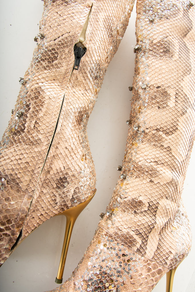 Roberto Cavalli Sequin Snakeskin Boots - irvrsbl