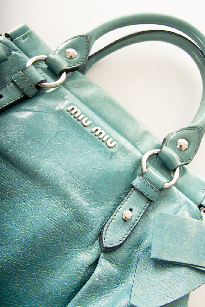 Miu Miu Leather Bag in Turquoise - irvrsbl