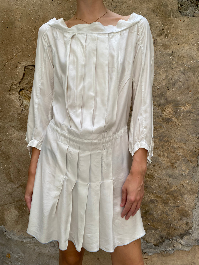 Prada Off the Shoulder Pleated Silk Dress - irvrsbl