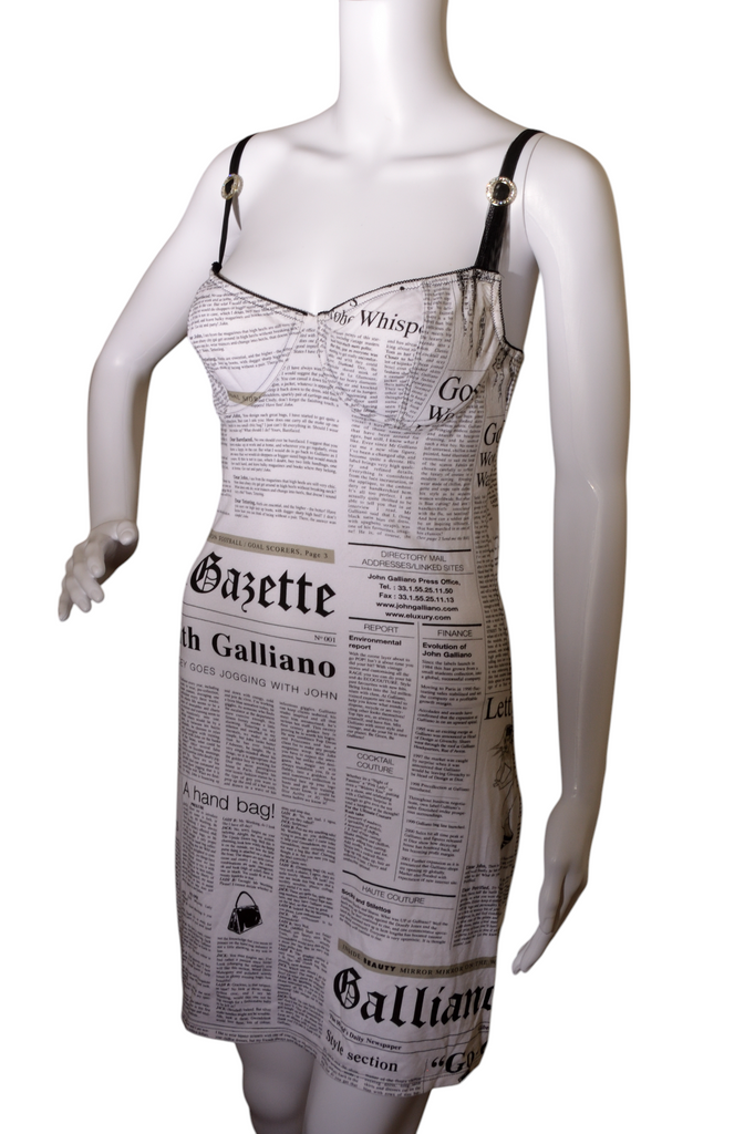 John Galliano Newspaper Print Slip Dress - irvrsbl