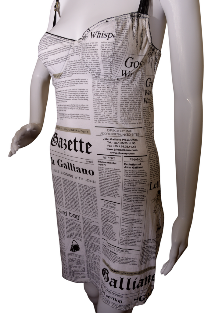 John Galliano Newspaper Print Slip Dress - irvrsbl