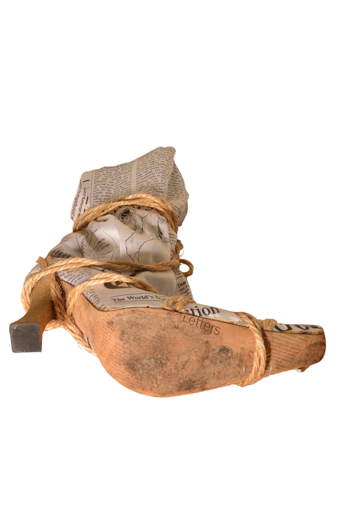 John Galliano Rare Newspaper Gazette Print Boots - irvrsbl