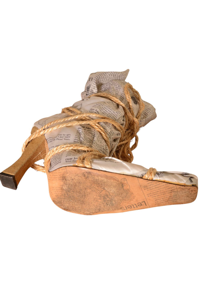 John Galliano Rare Newspaper Gazette Print Boots - irvrsbl