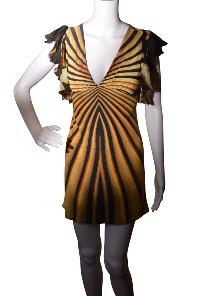Roberto Cavalli Spring 2007 Flutter Sleeve Dress - irvrsbl