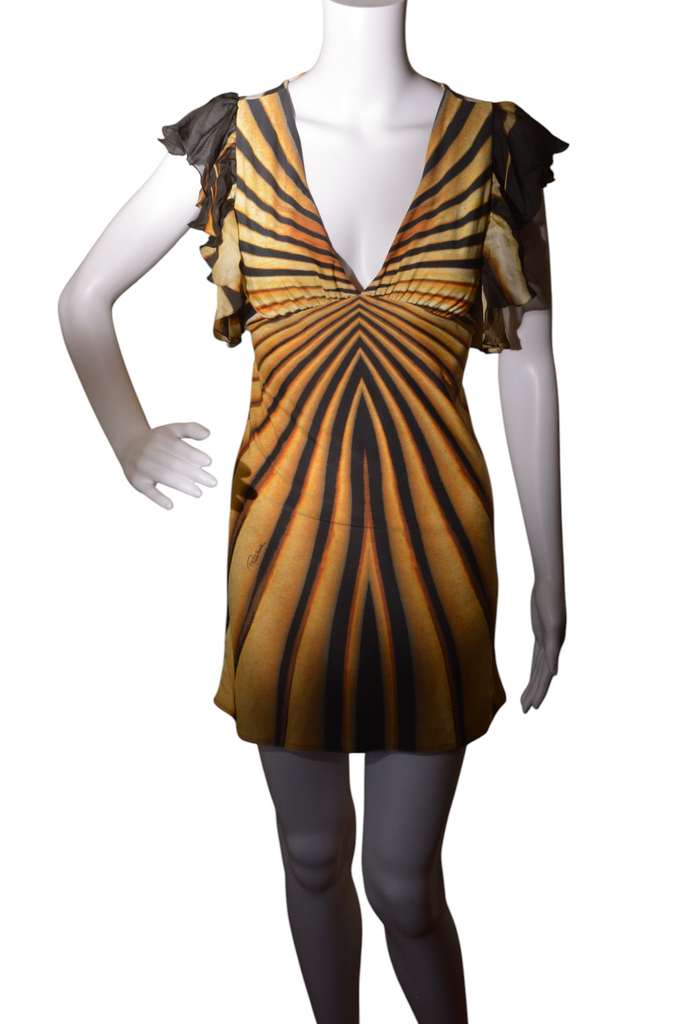Roberto Cavalli Spring 2007 Flutter Sleeve Dress - irvrsbl