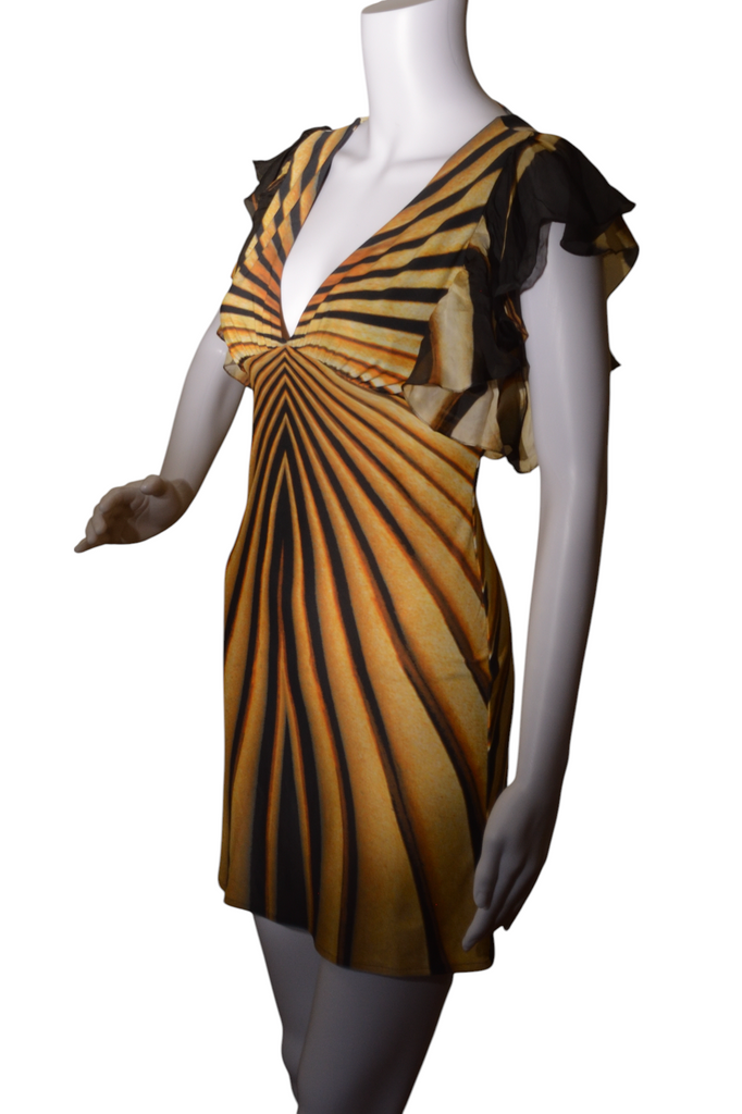 Roberto Cavalli Spring 2007 Flutter Sleeve Dress - irvrsbl