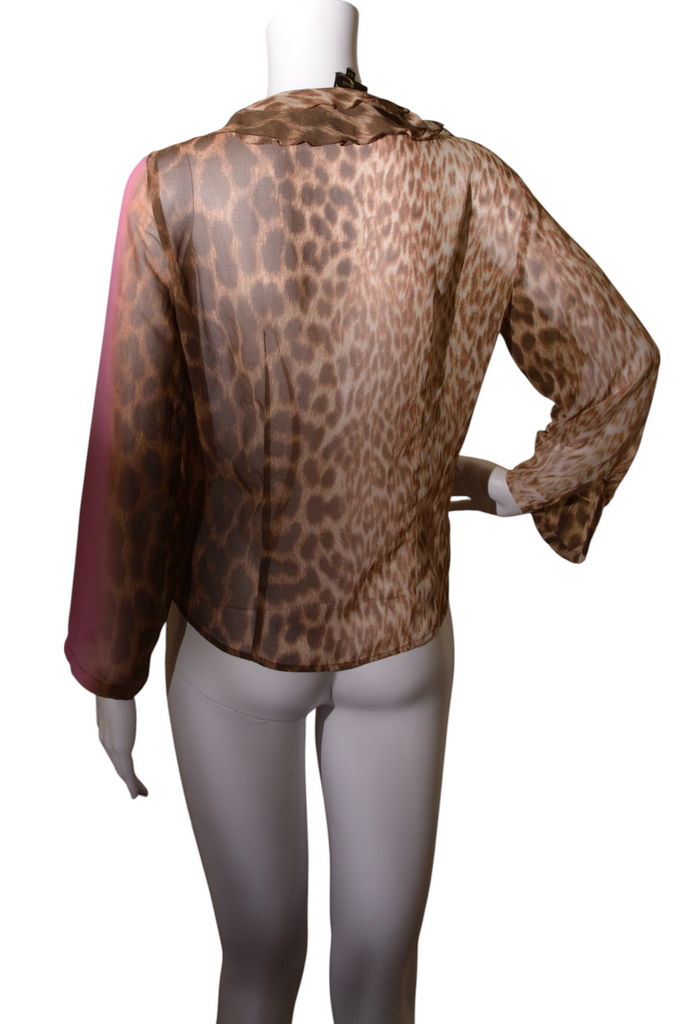 Roberto Cavalli Laceup Sheer Blouse - irvrsbl