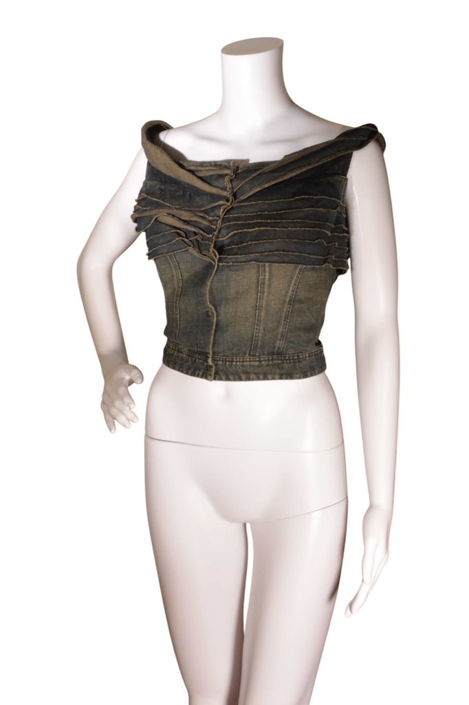 Valentino Off the Shoulder Denim Corset - irvrsbl