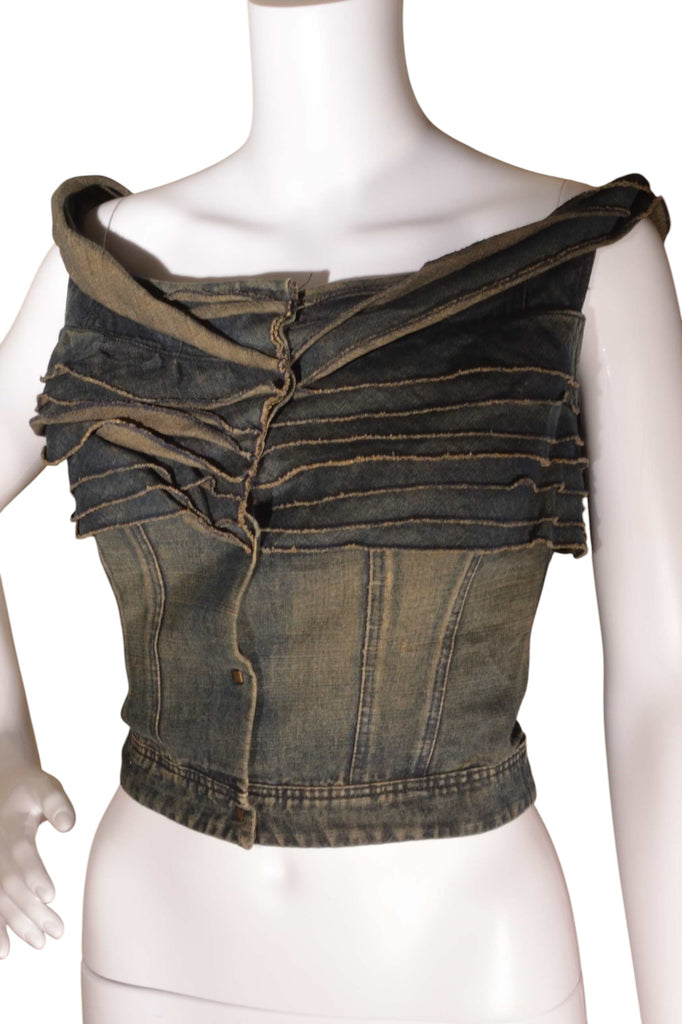 Valentino Off the Shoulder Denim Corset - irvrsbl