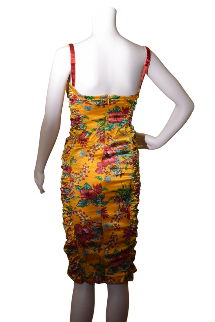 Dolce and Gabbana Satin Floral Ruched Bustier Dress - irvrsbl