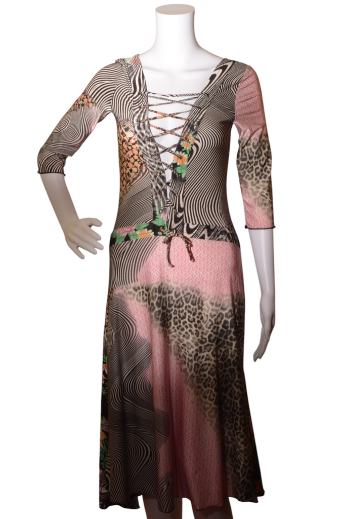 Roberto Cavalli Lace Up Plunging Dress - irvrsbl