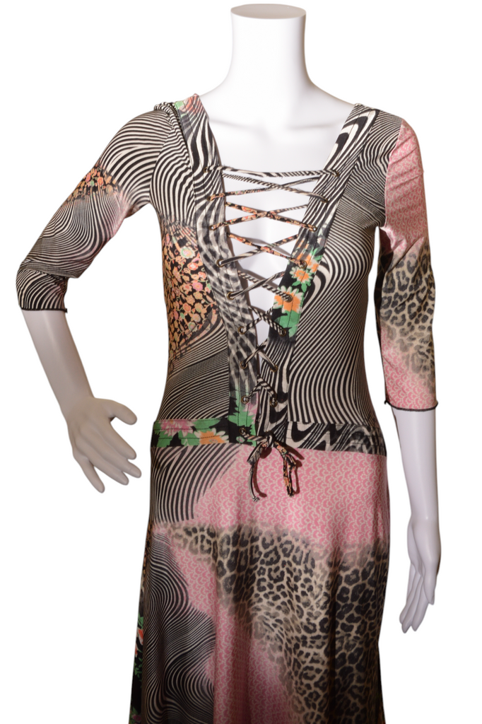 Roberto Cavalli Lace Up Plunging Dress - irvrsbl