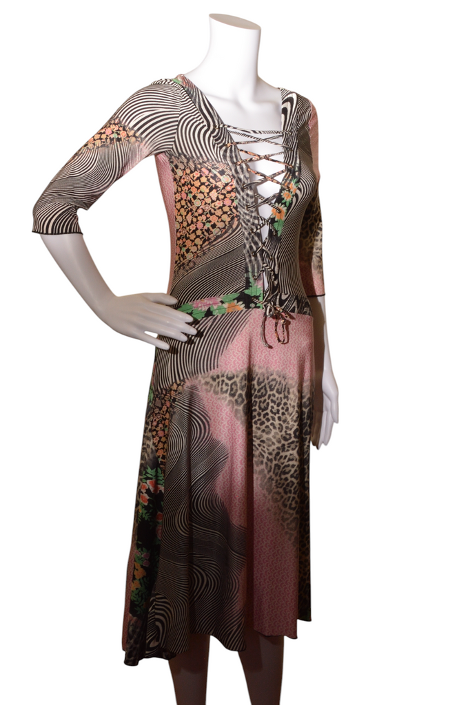 Roberto Cavalli Lace Up Plunging Dress - irvrsbl