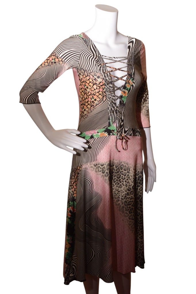 Roberto Cavalli Lace Up Plunging Dress - irvrsbl