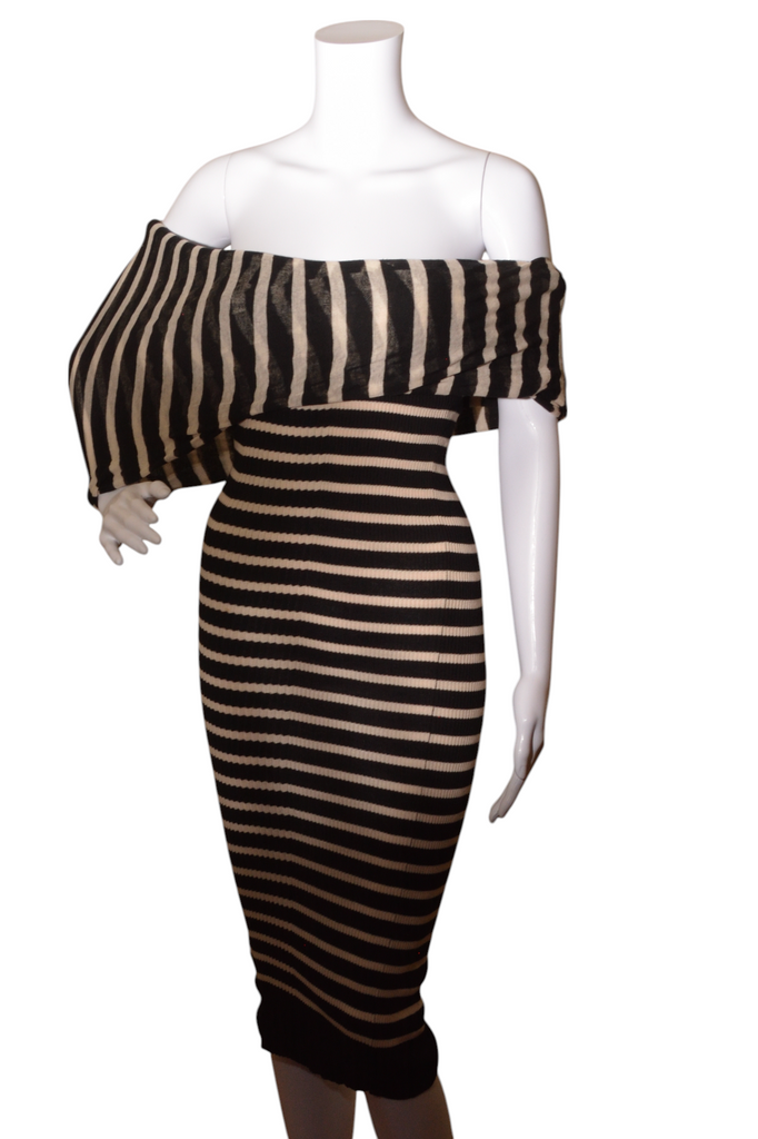 Jean Paul Gaultier Striped Off the Shoulder Dress - irvrsbl