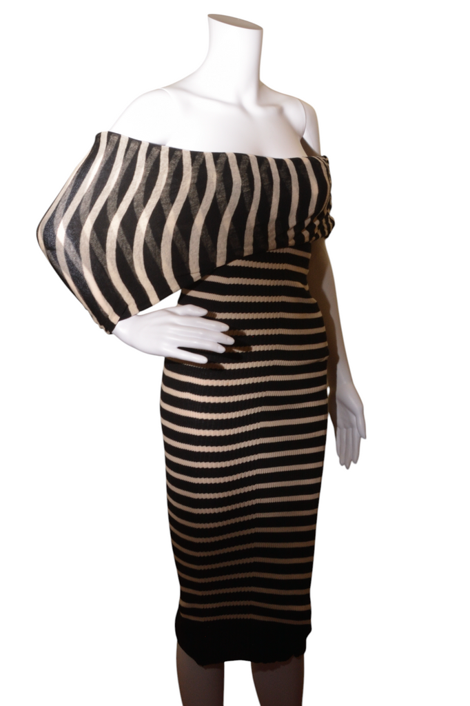 Jean Paul Gaultier Striped Off the Shoulder Dress - irvrsbl